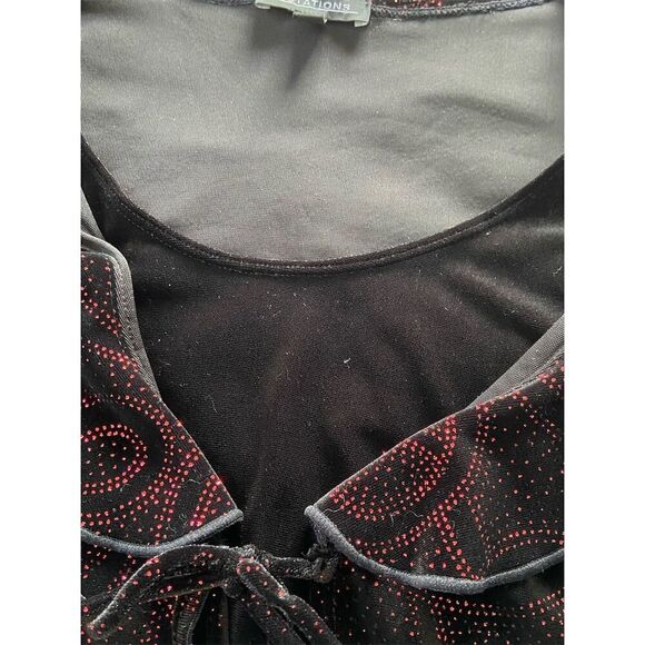 Notations Black Velvet With Red Paisley Top Whimsygoth Dark Romantic Witchy - Picture 6 of 13